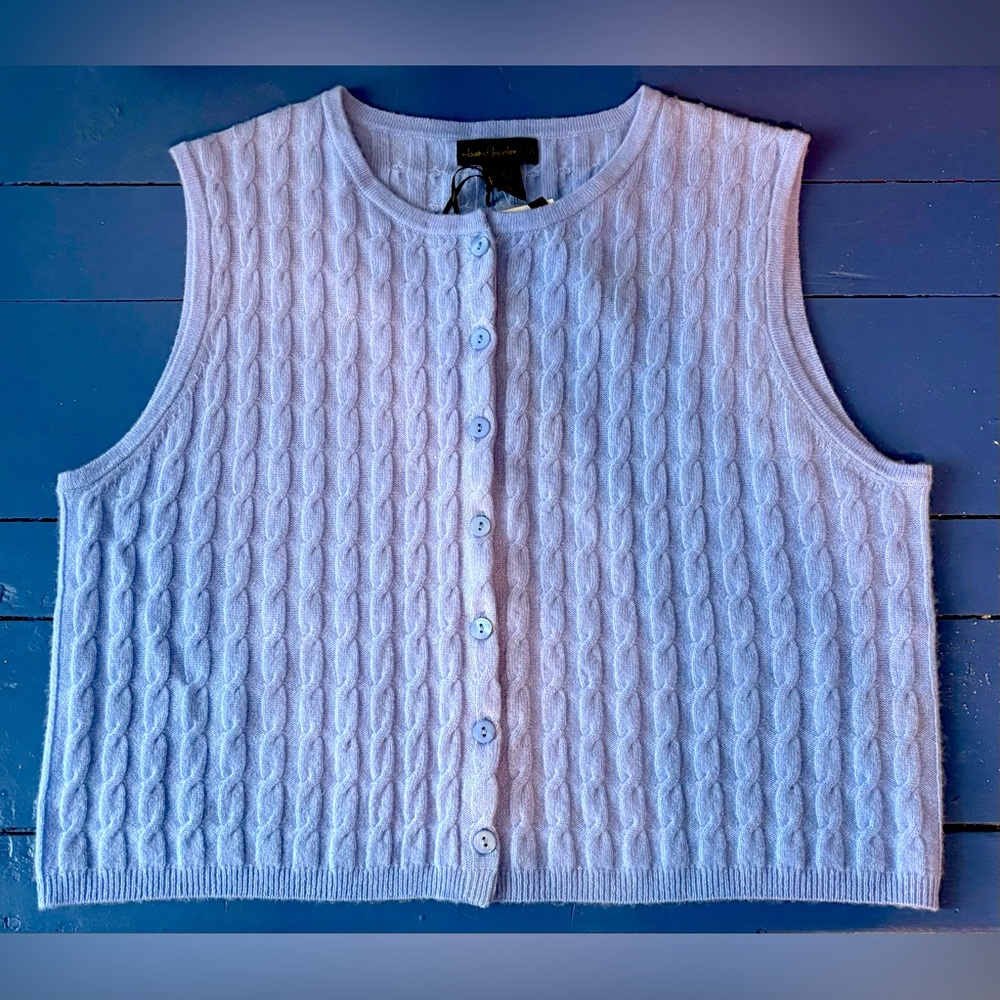 House of Harlow 1960 Periwinkle Cashmere Vest—NWT Size Large